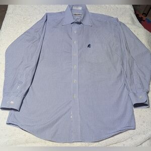 Disney World Mickey Mouse Button Down Shirt Men’s M Blue Gingham Long 32”